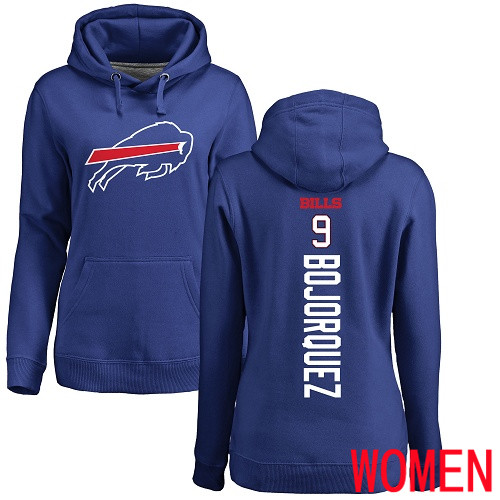 NFL Women Buffalo Bills #9 Corey Bojorquez Royal Blue Backer Pullover Hoodie Sweatshirt